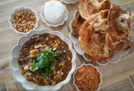 Beef Rendang With Crispy Roti and Chilli Prawn Salt